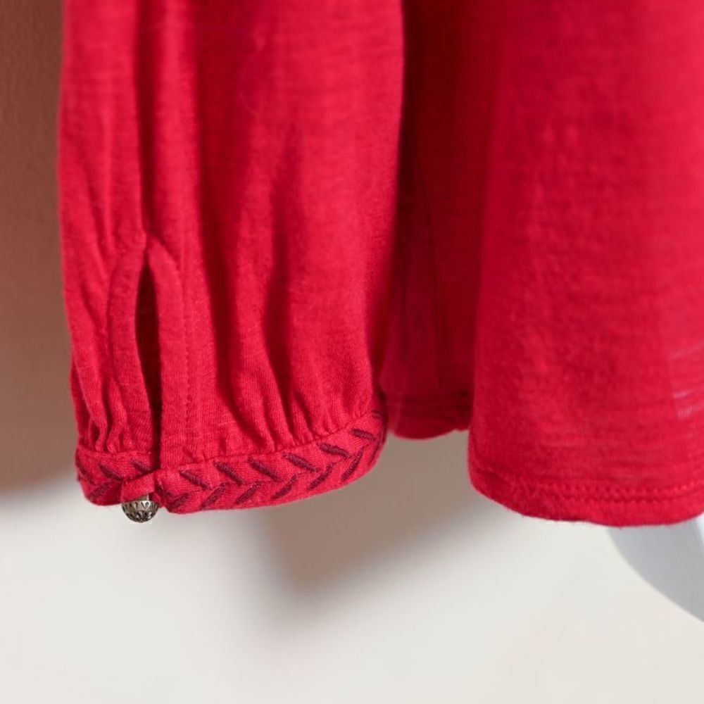 Lucky Brand Embroidered Red Top - Picture 4 of 5